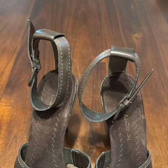 Enzo Angiolini Brown Leather T Strap Heels Pumps Women’s US 8.5M - Picture 3 of 8